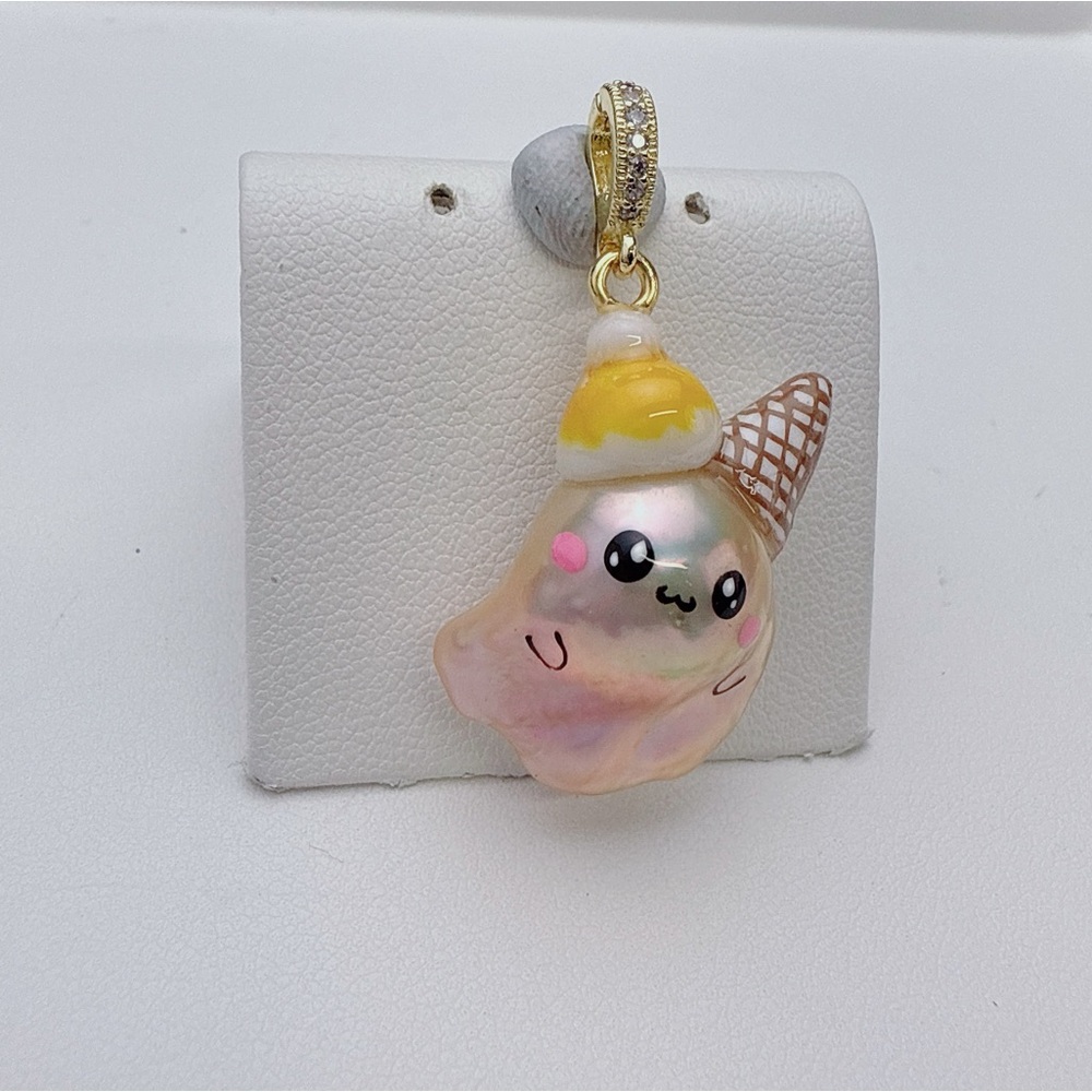 P93 Handmade Flame Ball Freshwater Baroque Pearl Cutes Detachable Pendant - Picture 2 of 5